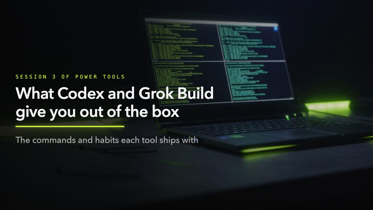 What Codex and Grok Build give you out of the box: members-only session video
